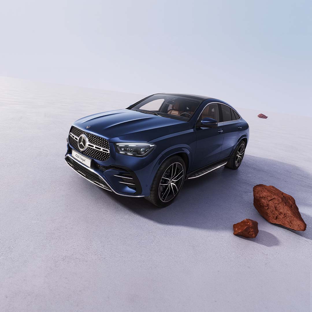 GLE SUV Coupé | Mercedes-Benz O GLE SUV Coupé da Mercedes-Benz em ambiente criado digitalmente.