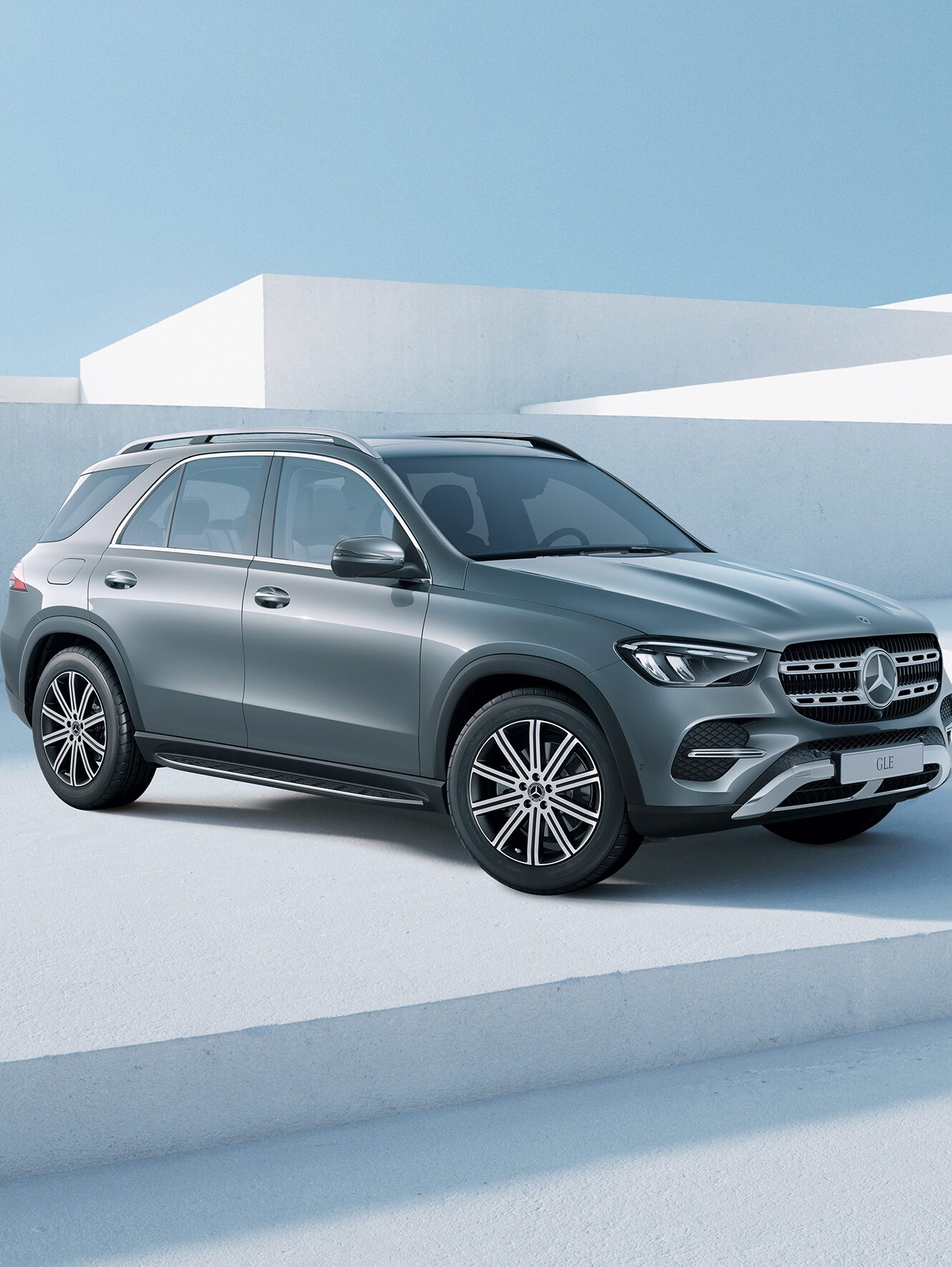 O GLE SUV da Mercedes-Benz em ambiente criado digitalmente.