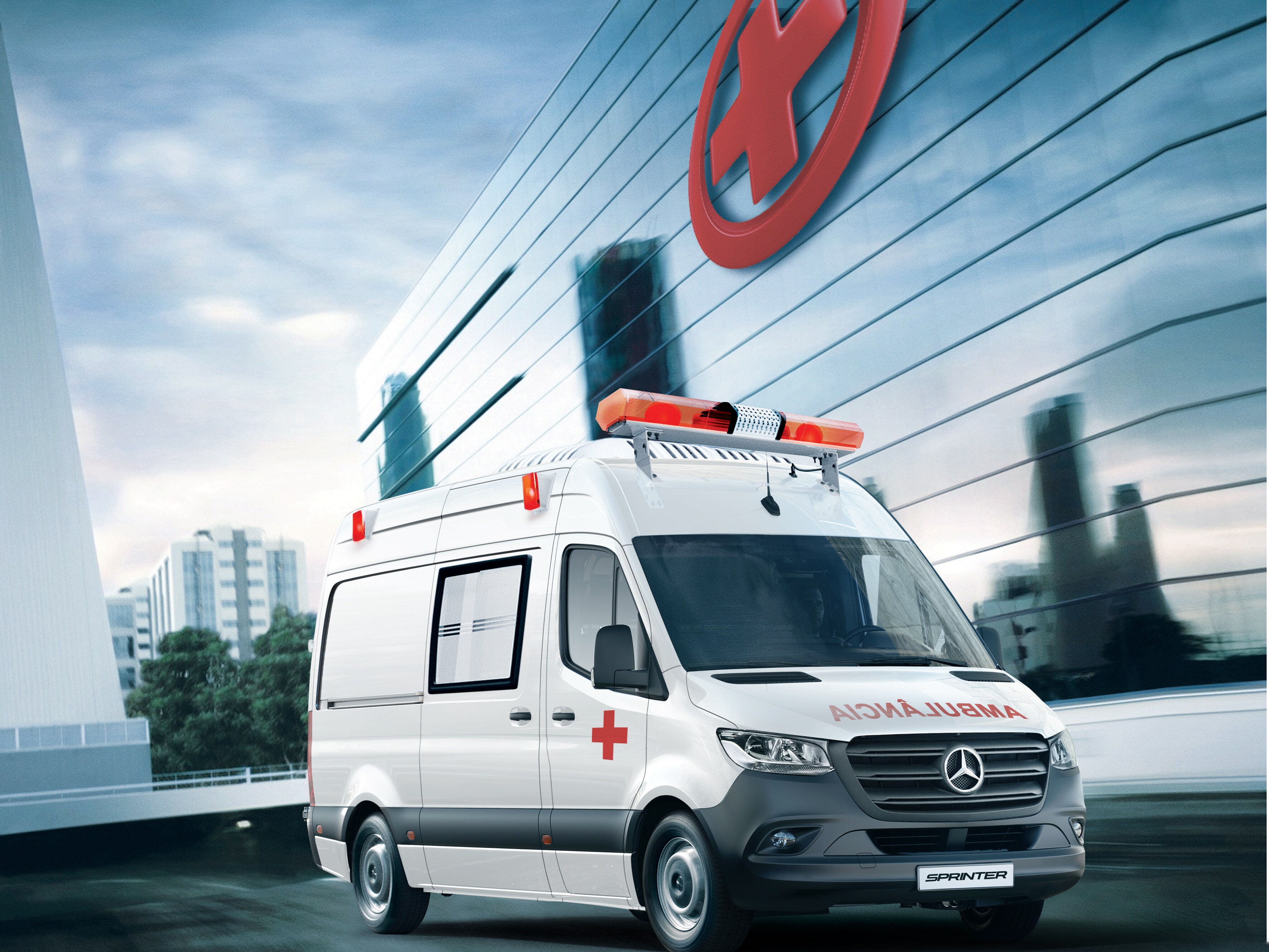 Um modelo Sprinter Furgão no segmento de ambulância