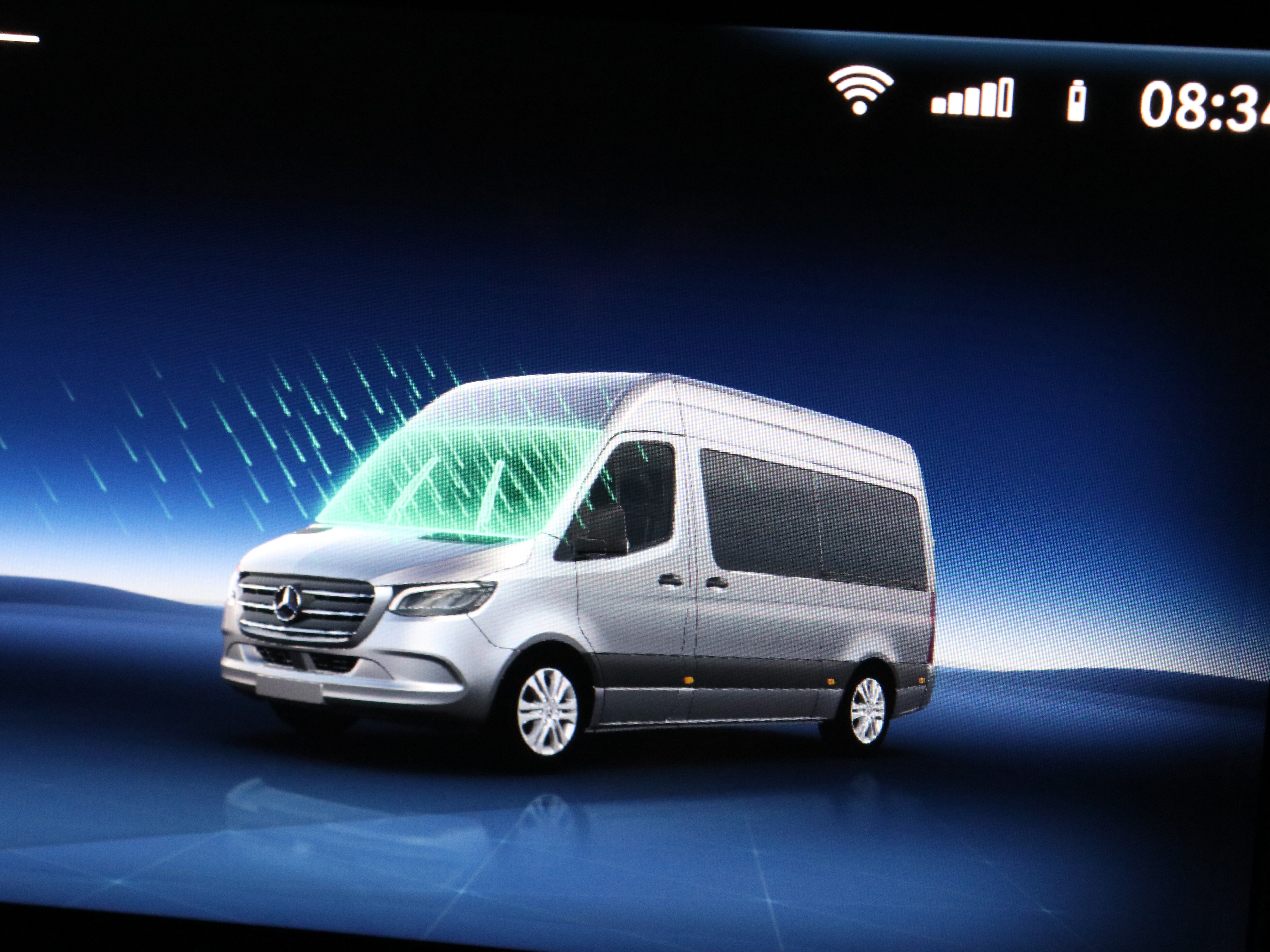Ilustração mostrando o sensor de chuva do Sprinter Furgão.
