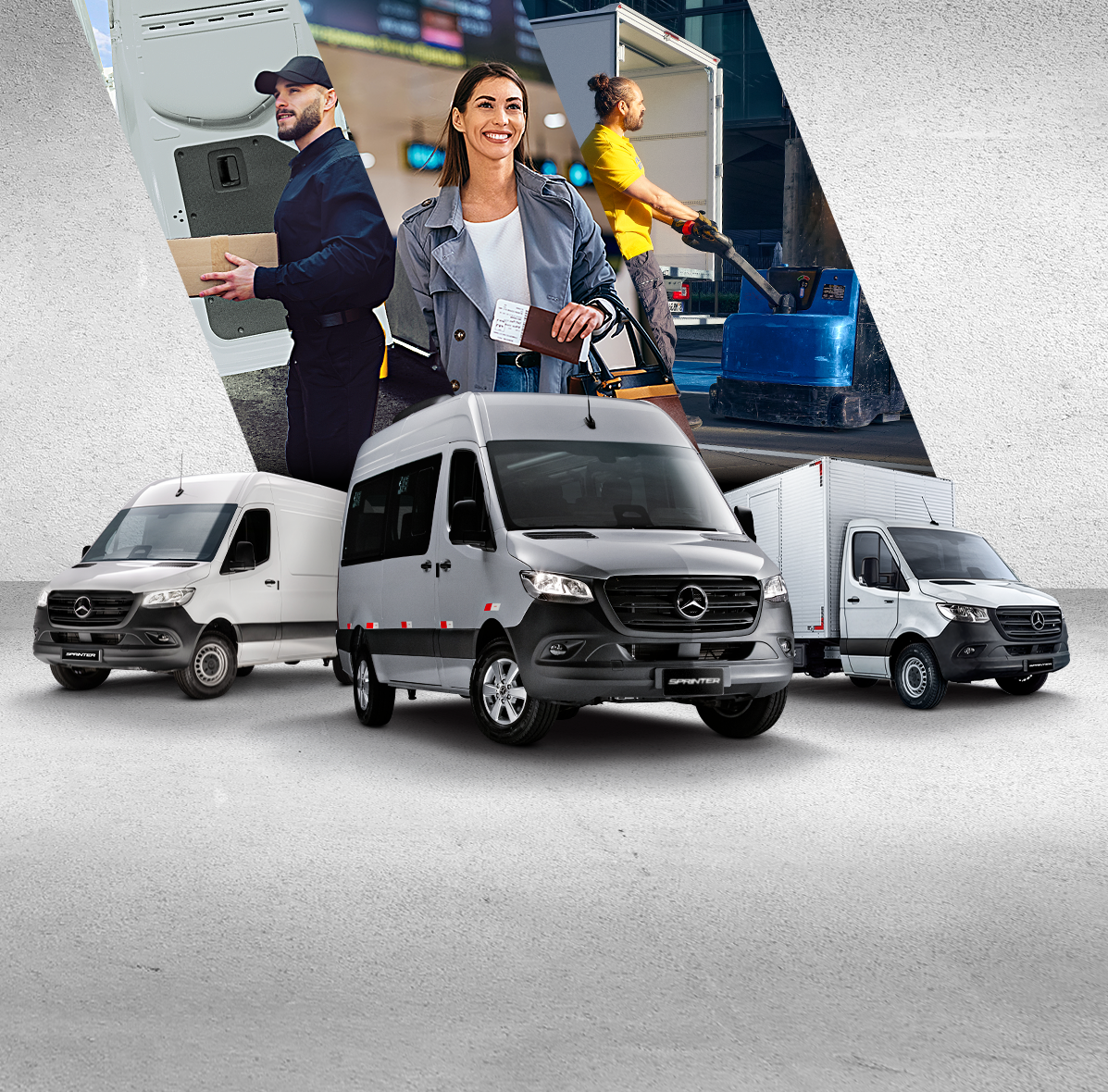 Mercedes-Benz Vans Sprinter | Mercedes-Benz Vans Brasil Três veículos e vans da linha Sprinter.