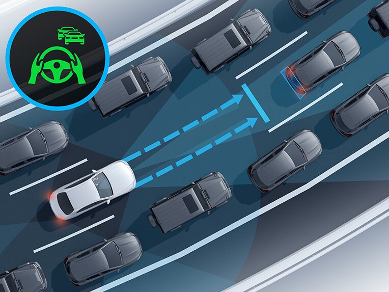 Assistente ativo de congestionamento no Mercedes-Benz Classe C Sedan.