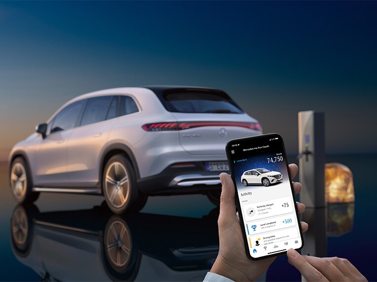 O aplicativo ECO Coach do EQS SUV.