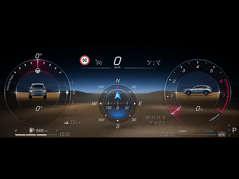 Uma representação gráfica do posto de comando offroad no novo GLC da Mercedes-Benz.
