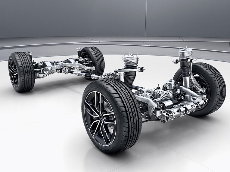 A suspensão AIRMATIC do GLS da Mercedes-Benz.