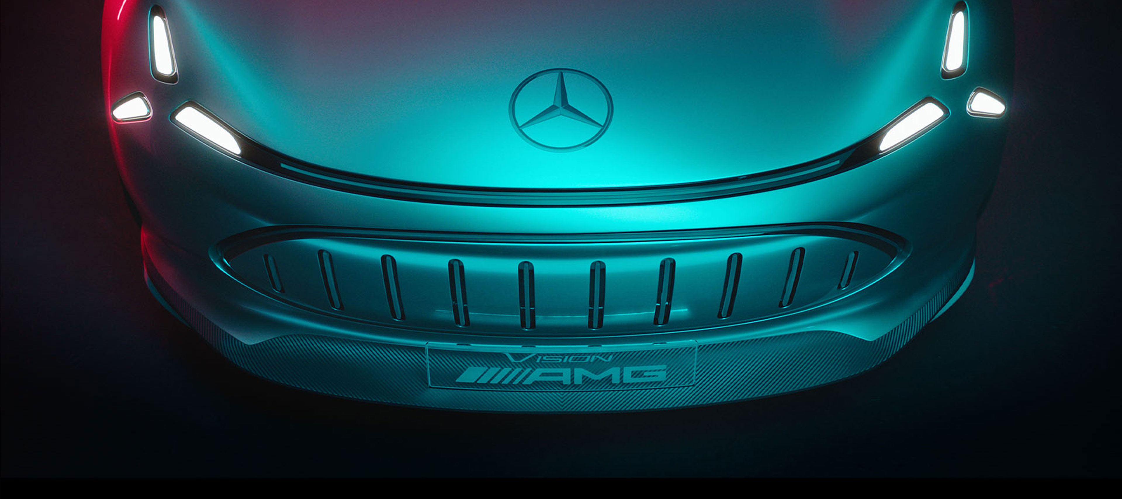 AMG E PERFORMANCE Hybrid e modelos EQ | Mercedes-AMG Uma vista detalhada da dianteira do veículo Vision AMG.