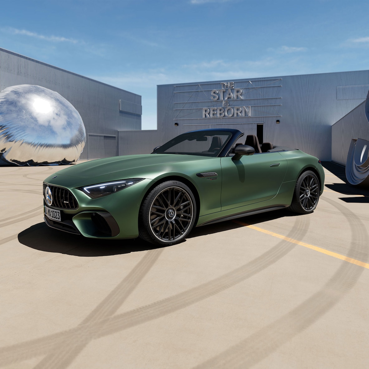 Vista lateral do exterior do Mercedes-AMG SL 63 S E PERFORMANCE.