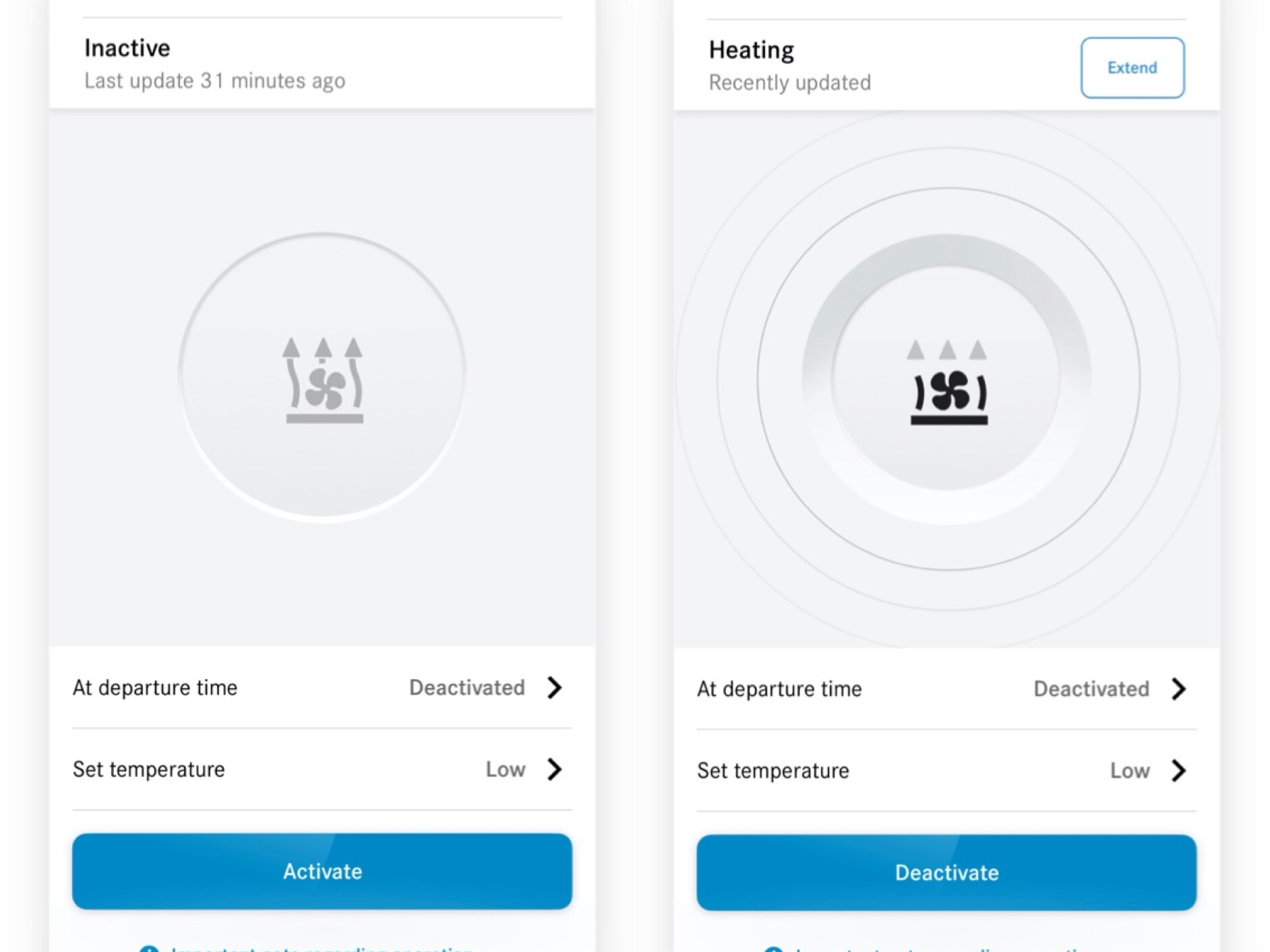 Em um smartphone, a climatização é ajustada através da funcionalidade digital extra Programação de Aquecimento Auxiliar.