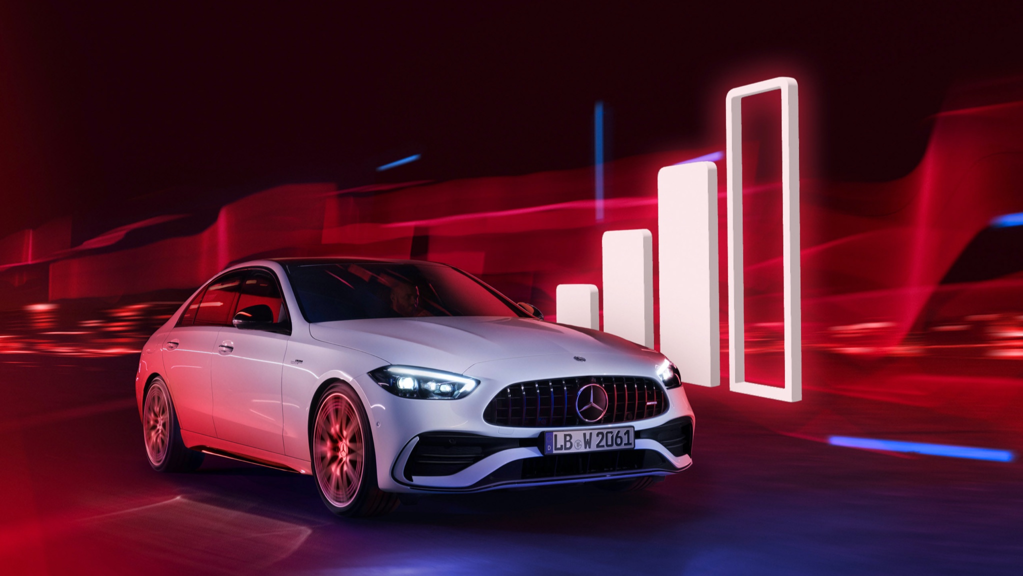 Volume de dados de conforto de terceiros | Entretenimento | Mercedes-Benz Um Mercedes-Benz passa pela visualização de uma barra de sinal.