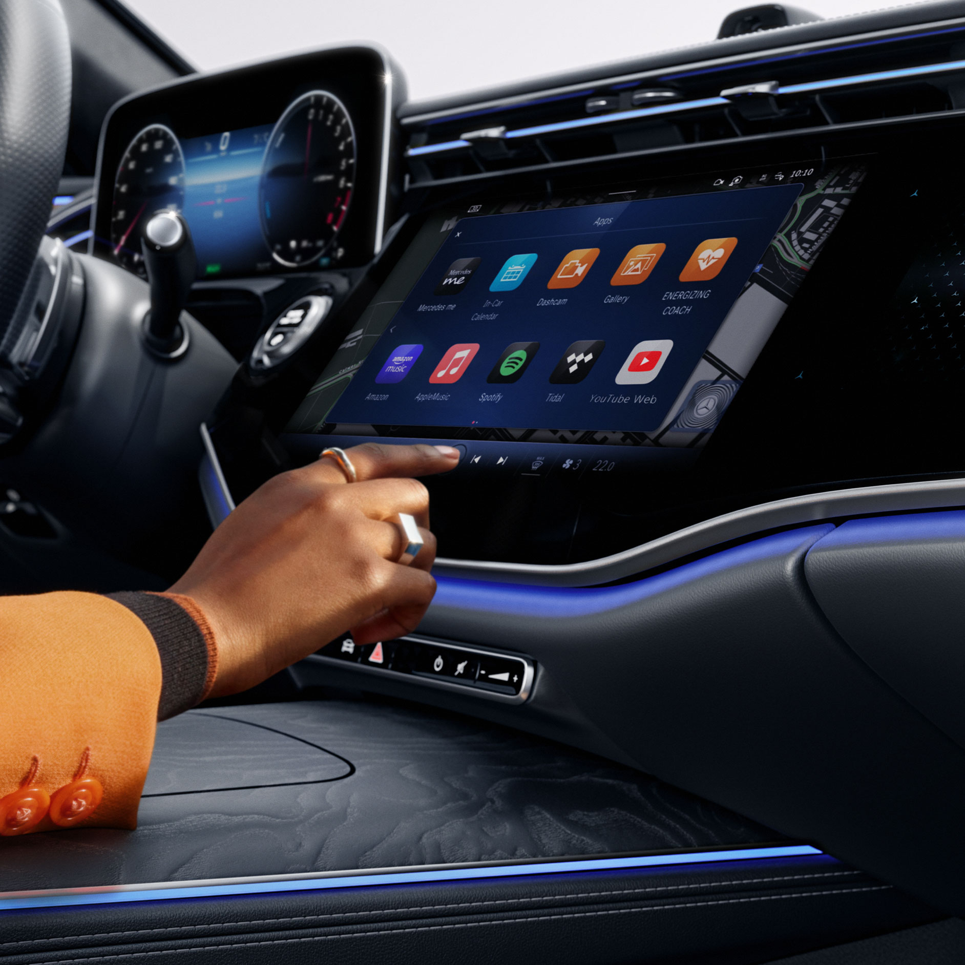 Operação intuitiva | Sistema multimídia MBUX | Mercedes-Benz O interior do Mercedes-Benz Classe E Sedan.