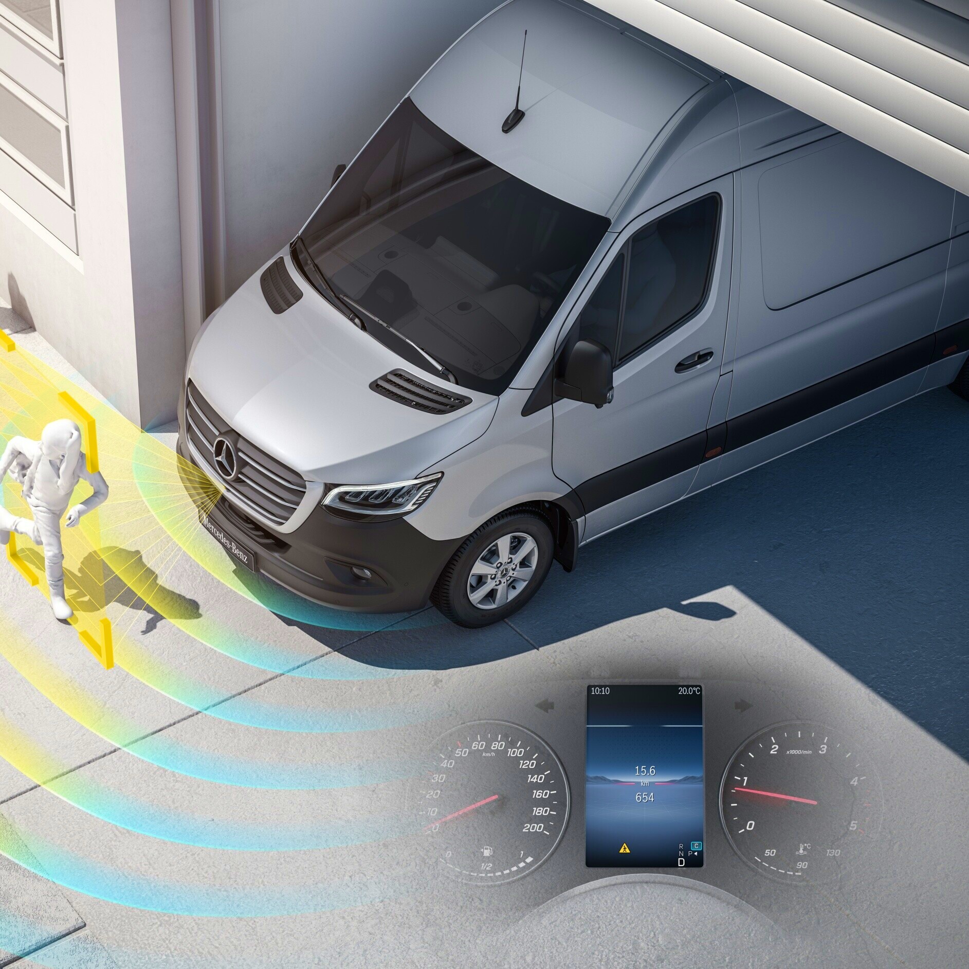 Sistema de Assistente de informação de partida (MOIS) | eSprinter Furgão | Mercedes-Benz O sistema de Assistente de informação de partida (MOIS) para o Mercedes-Benz eSprinter Furgão.