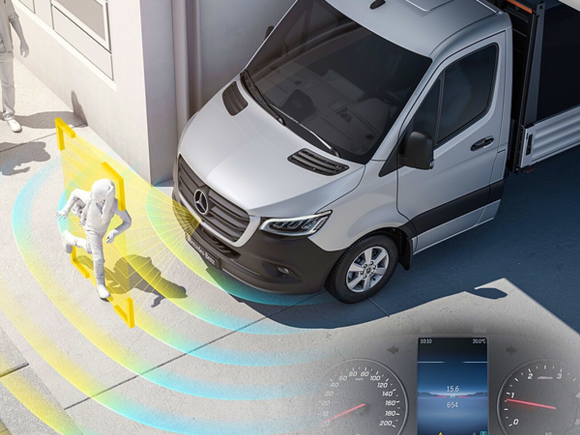 O sistema de informação de saída (MOIS) para o Mercedes-Benz Sprinter Chassi.