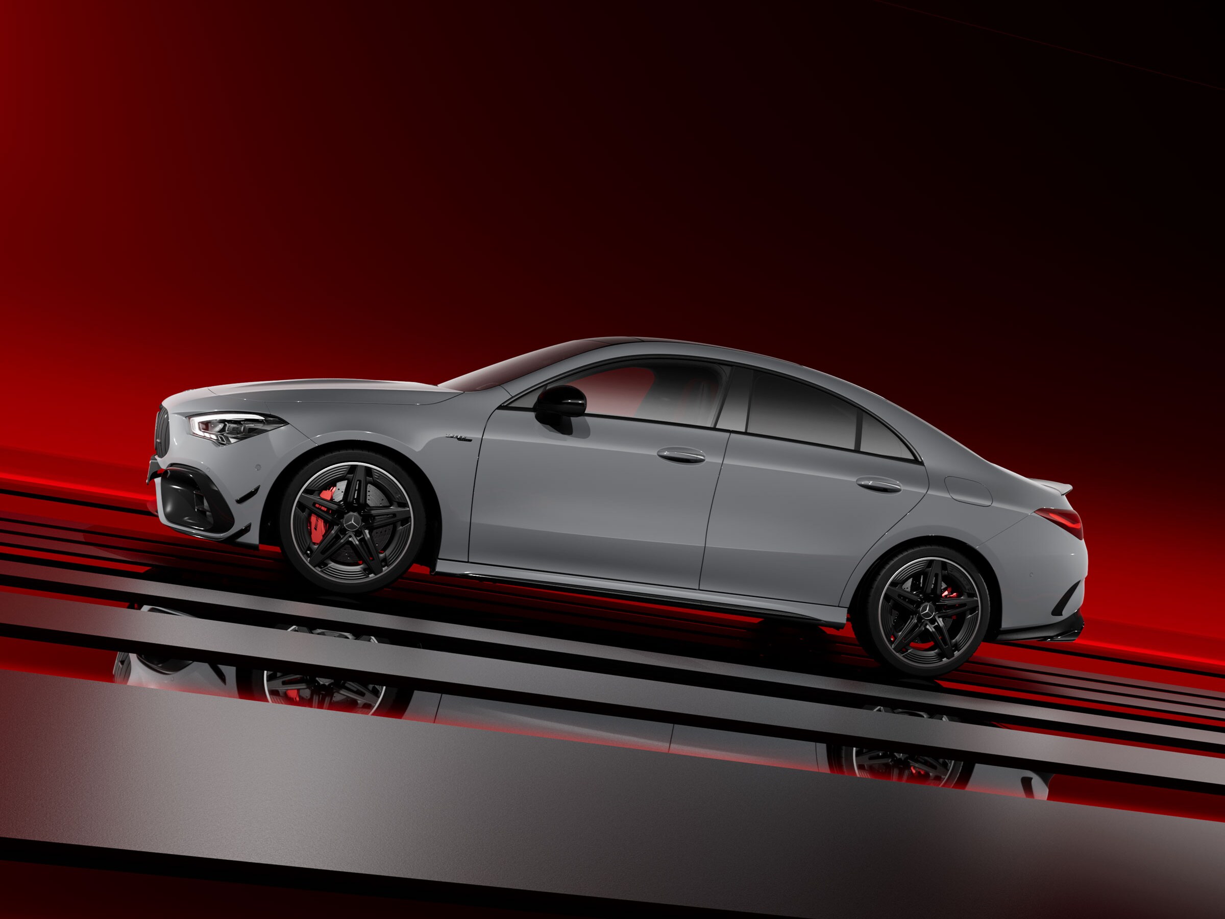 O CLA Coupé da Mercedes-AMG em um fundo ambientado.