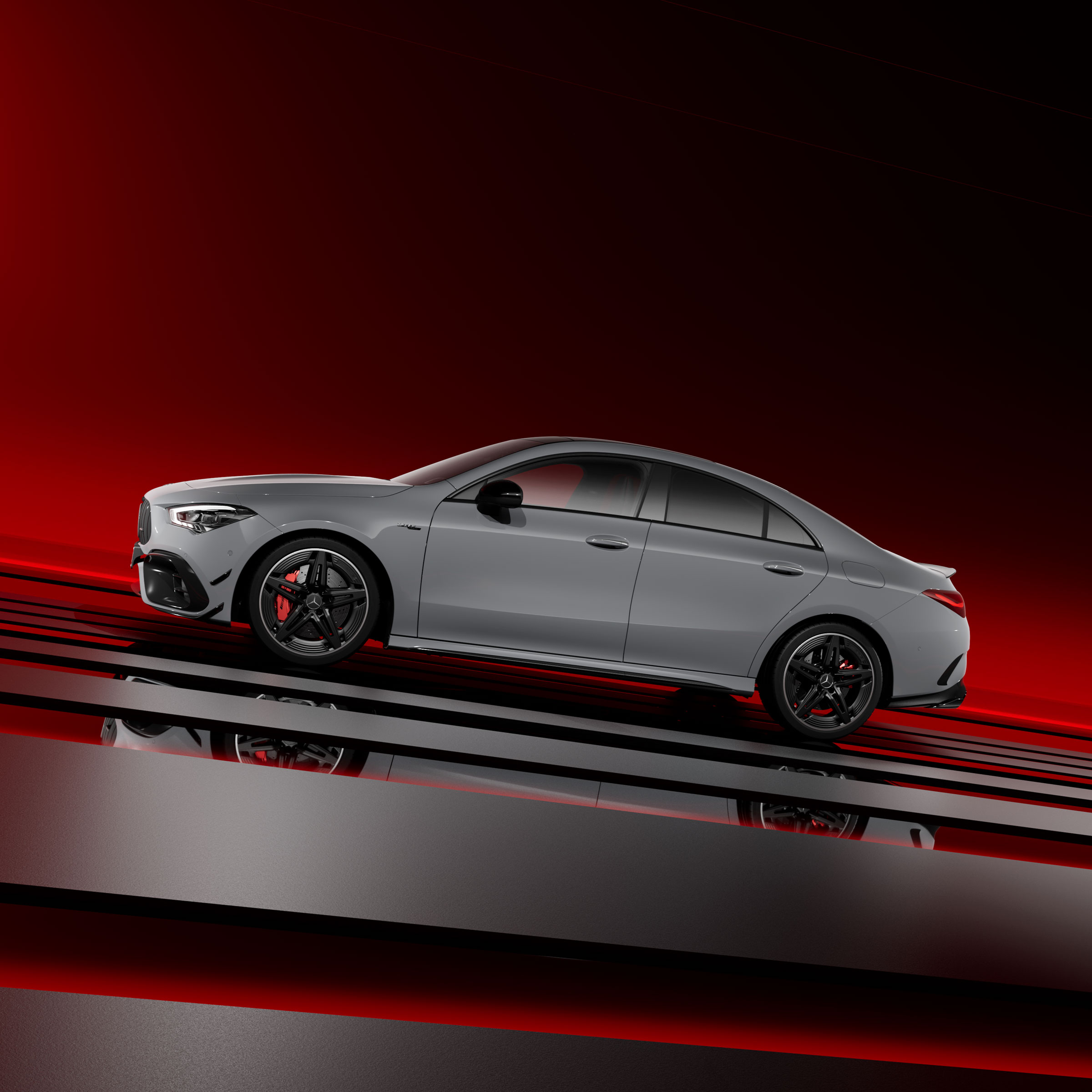 CLA 45 S 4MATIC | Mercedes-AMG O CLA Coupé da Mercedes-AMG em um fundo ambientado.