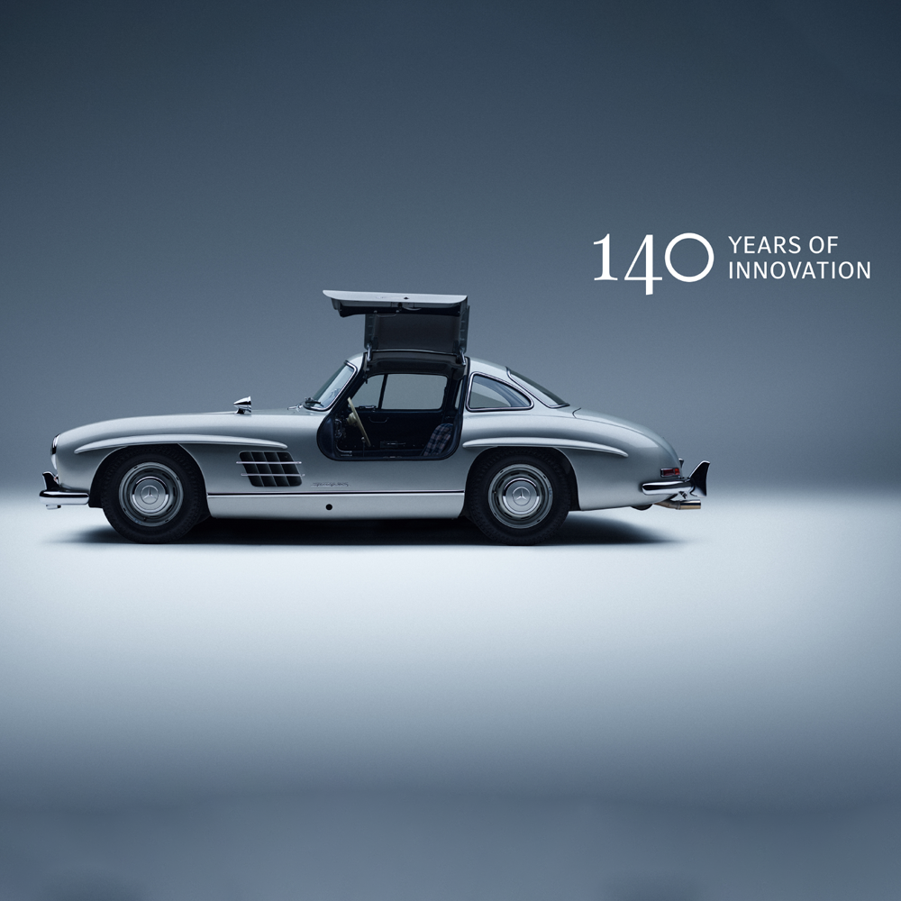 Um modelo Mercedes-Benz em imagem conceitual dos 140 anos de inovação da Mercedes-Benz.